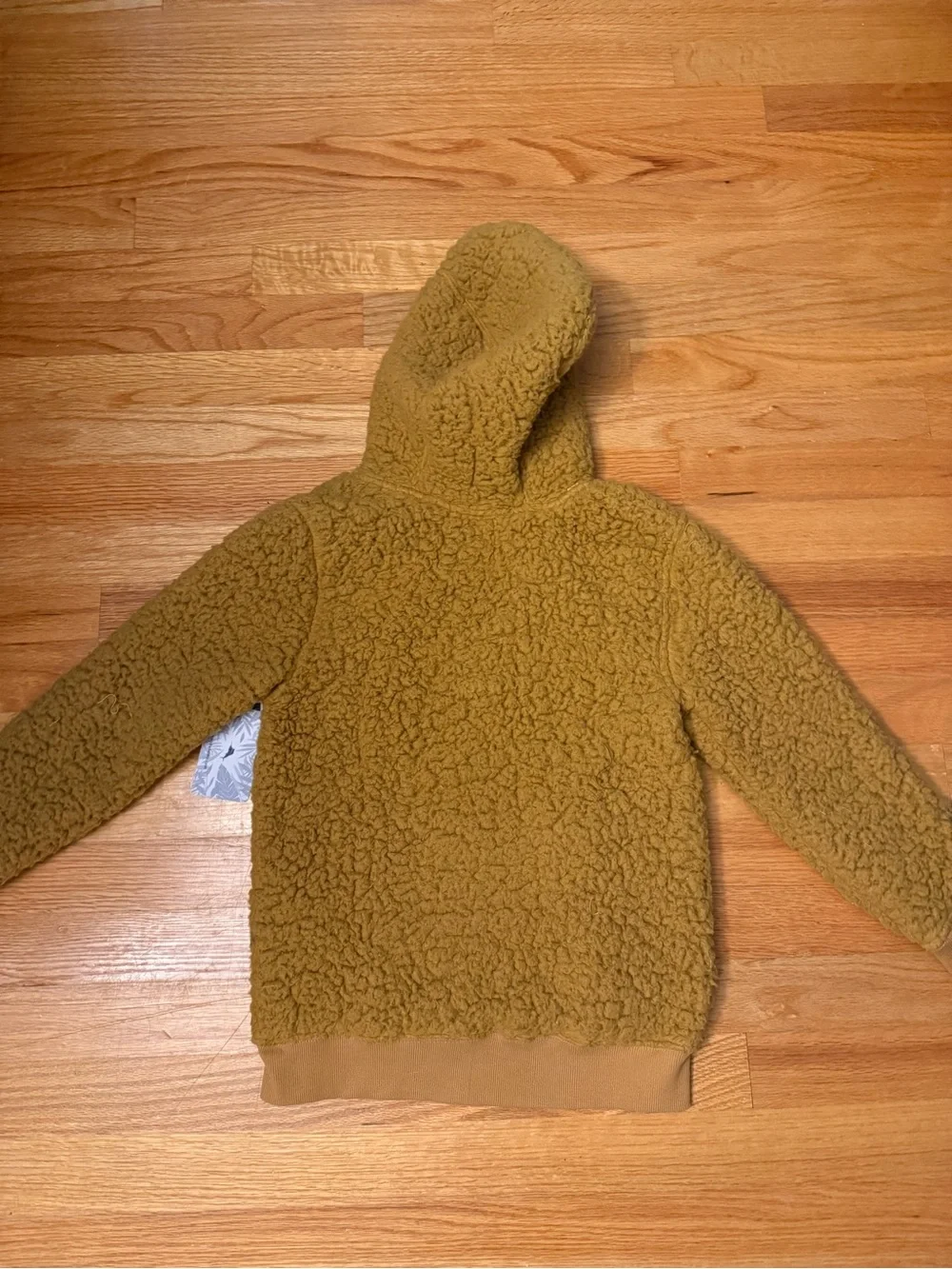 Cozy Kids Hooded Sherpa Pullover Jacket - Mustard